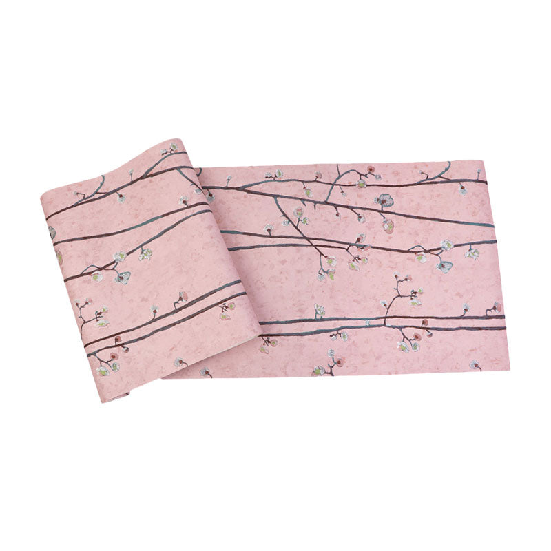 Flower and Branch Non-Pasted Wallpaper for Kitchen, 33-foot x 20.5-inch, Pastel Color Clearhalo 'Country wall decor' 'Rustic' 'Wallpaper' Wall Decor' 927370