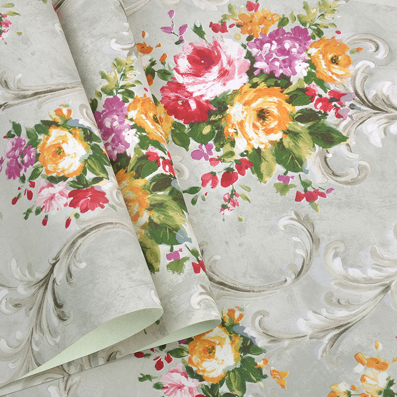 Vinyl 33'L x 20.5"W Wall Covering Non-Pasted Cluster Blossom Wallpaper Roll for Bedroom Clearhalo 'Country wall decor' 'Rustic' 'Wallpaper' Wall Decor' 927387