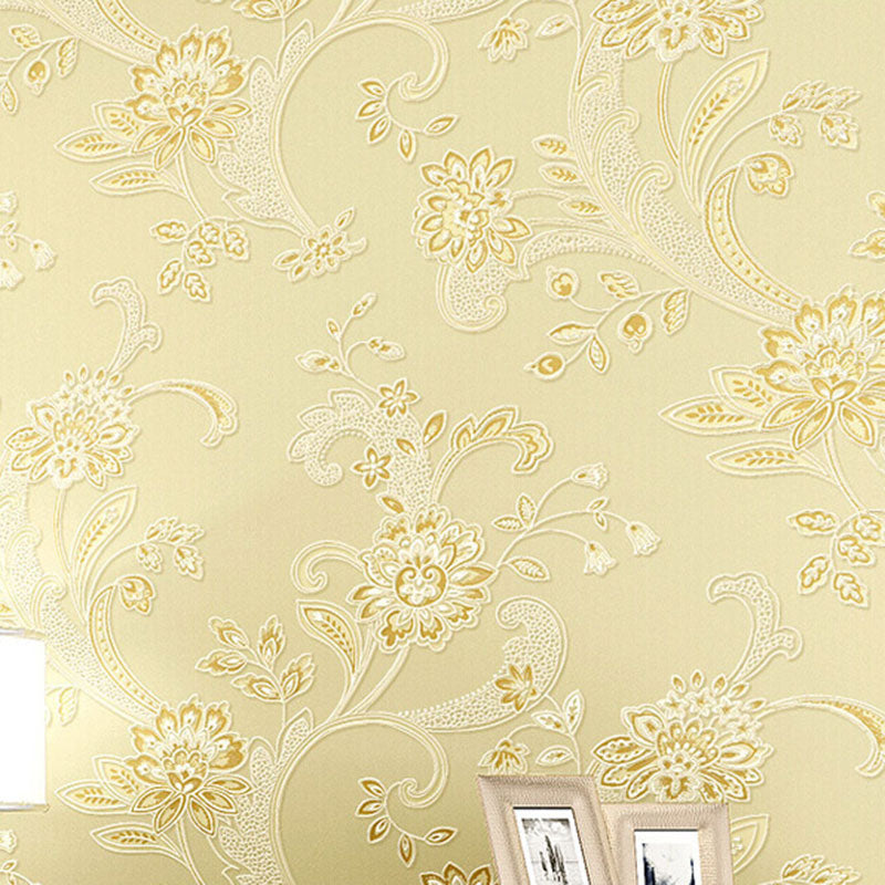 33' x 20.5" Romantic Wallpaper with 3D Print Garden Flower, Non-Pasted Yellow Clearhalo 'Country wall decor' 'Rustic' 'Wallpaper' Wall Decor' 927505