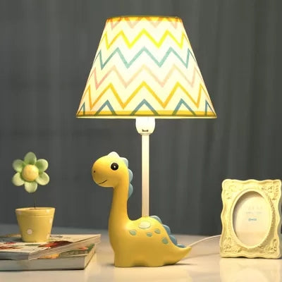 Resin Dinosaur Desk Light 1 Bulb Cartoon Study Light with Zig-Zag Shade in Yellow for Kid Bedroom Clearhalo 'Lamps' 'Table Lamps' Lighting' 92751