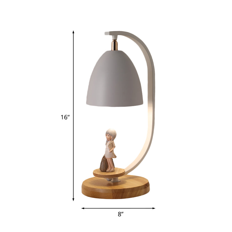 Nordic Conical Nightstand Light Metallic 1 Light Bedroom Table Lamp with Girl Decor in White/Black Clearhalo 'Lamps' 'Table Lamps' Lighting' 927955