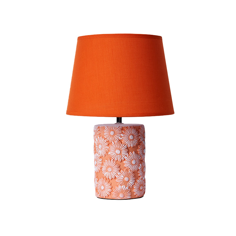 Orange Barrel Night Table Light Nordic Single Light Fabric Shade Desk Lamp with Cylinder Ceramics Base Clearhalo 'Lamps' 'Table Lamps' Lighting' 927983
