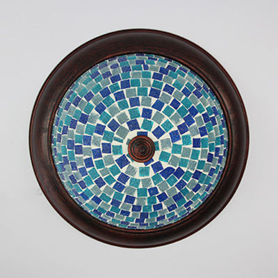 Bowl Shape Ceiling Light Fixture Lodge Stained Glass 1 Bulb Flushmount Ceiling Light in White/Blue/Light Blue/Clear/Blue-White/Dark Blue Clearhalo 'Ceiling Lights' 'Close To Ceiling Lights' 'Close to ceiling' 'Flush mount' Lighting' 92810