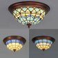 Bowl Shape Ceiling Light Fixture Lodge Stained Glass 1 Bulb Flushmount Ceiling Light in White/Blue/Light Blue/Clear/Blue-White/Dark Blue Clearhalo 'Ceiling Lights' 'Close To Ceiling Lights' 'Close to ceiling' 'Flush mount' Lighting' 92815