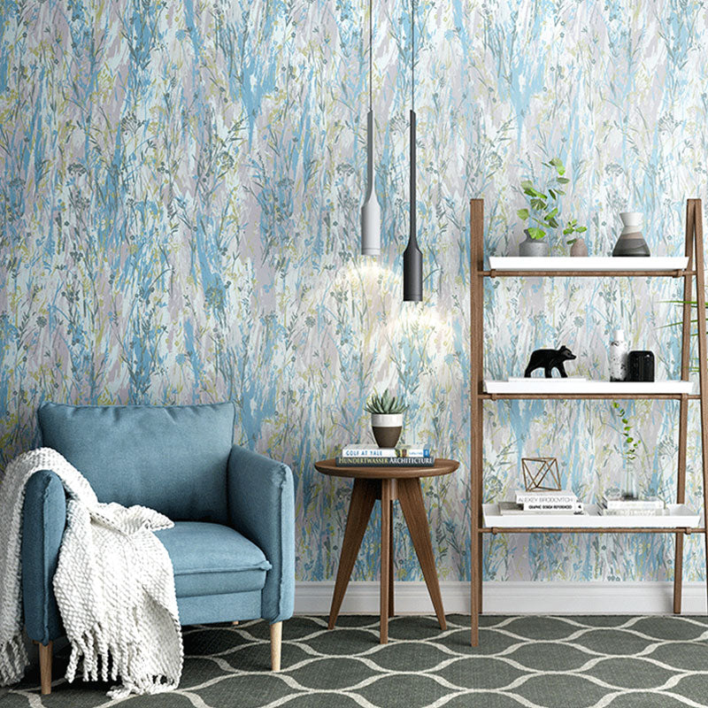 Non-Pasted 33' x 20.5" Wallpaper Nordic Garden Leaf Wall Decor for Accent Wall Blue Clearhalo 'Country wall decor' 'Rustic' 'Wallpaper' Wall Decor' 928165