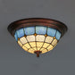 Bowl Shape Ceiling Light Fixture Lodge Stained Glass 1 Bulb Flushmount Ceiling Light in White/Blue/Light Blue/Clear/Blue-White/Dark Blue Clear Clearhalo 'Ceiling Lights' 'Close To Ceiling Lights' 'Close to ceiling' 'Flush mount' Lighting' 92818