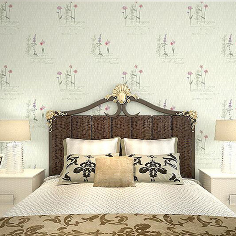 3D Print Blossom Non-Pasted Wallpaper Roll, 33'L x 20.5"W, Soft Color Light Green Clearhalo 'Country wall decor' 'Rustic' 'Wallpaper' Wall Decor' 928346