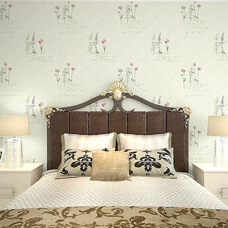 3D Print Blossom Non-Pasted Wallpaper Roll, 33'L x 20.5"W, Soft Color Light Green Clearhalo 'Country wall decor' 'Rustic' 'Wallpaper' Wall Decor' 928346