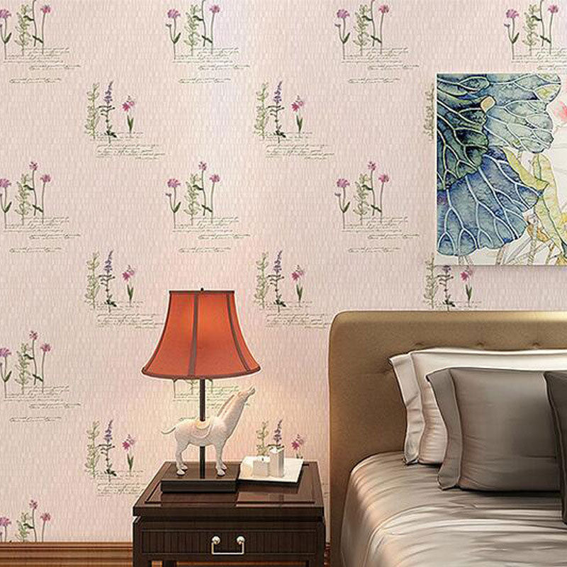 3D Print Blossom Non-Pasted Wallpaper Roll, 33'L x 20.5"W, Soft Color Light Pink Clearhalo 'Country wall decor' 'Rustic' 'Wallpaper' Wall Decor' 928353