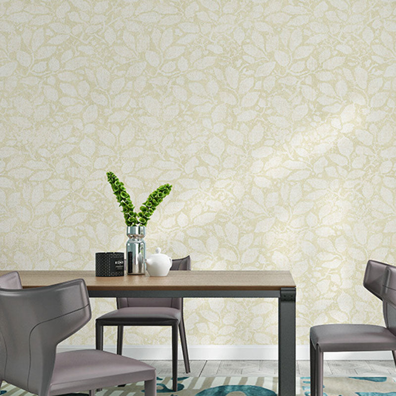 Soft Color Wall Decor Non-Woven Moisture-Resistant 3D Print Leaf Wallpaper Roll Light Yellow Clearhalo 'Country wall decor' 'Rustic' 'Wallpaper' Wall Decor' 928707