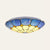 Blue Bowl-Shaped Ceiling Light Tiffany Stained Glass 3 Bulbs Flush Mount Ceiling Light for Dining Room Blue Clearhalo 'Ceiling Lights' 'Close To Ceiling Lights' 'Close to ceiling' 'Glass shade' 'Glass' 'Semi-flushmount' 'Tiffany close to ceiling' 'Tiffany' Lighting' 92871