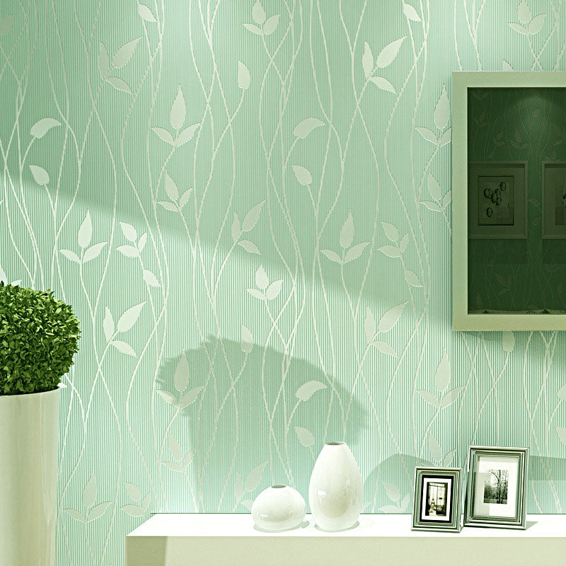 Fresh Botanical Leaf Wallpaper Roll Stain-Resistant Non-Pasted Wall Decor, 33-foot x 20.5-inch Green Clearhalo 'Country wall decor' 'Rustic' 'Wallpaper' Wall Decor' 928939