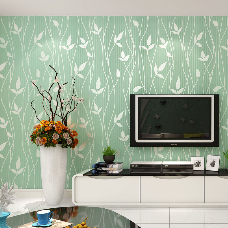 Fresh Botanical Leaf Wallpaper Roll Stain-Resistant Non-Pasted Wall Decor, 33-foot x 20.5-inch Clearhalo 'Country wall decor' 'Rustic' 'Wallpaper' Wall Decor' 928940