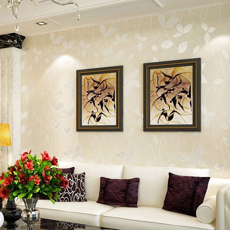 Non-Pasted Wallpaper Roll with Pastel Yellow Botanical Leaf, 33-foot x 20.5-inch Beige Clearhalo 'Country wall decor' 'Rustic' 'Wallpaper' Wall Decor' 929056