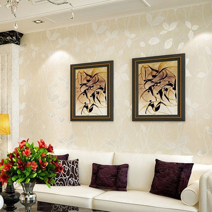 Non-Pasted Wallpaper Roll with Pastel Yellow Botanical Leaf, 33-foot x 20.5-inch Beige Clearhalo 'Country wall decor' 'Rustic' 'Wallpaper' Wall Decor' 929056