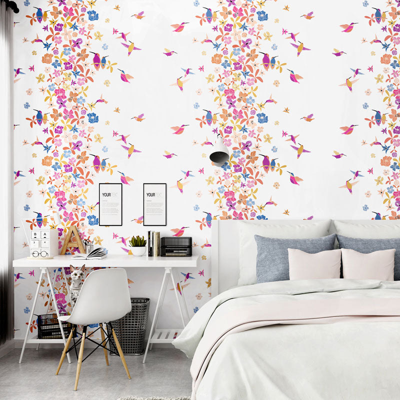 Plaster Wall Covering with Bird and Flower, Multi-Color, 20.5"W x 33'L Clearhalo 'Country wall decor' 'Rustic' 'Wallpaper' Wall Decor' 929071