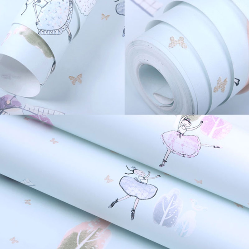 Kid's Room Wallpaper with Soft Color Cartoon Windmill and Tree Pattern, Non-Pasted Clearhalo 'Wall Decor' 'Wallpaper' 929092