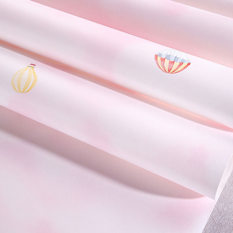 Stain-Resistant Non-Pasted Wallpaper Cartoon Bear Non-Woven Wall Decor for Girl in Pastel Color Pink Clearhalo 'Wall Decor' 'Wallpaper' 929139