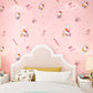Girl's Wall Covering Romantic Pink Cute Cat Wallpaper Roll, Non-Pasted Pink Clearhalo 'Wall Decor' 'Wallpaper' 929221