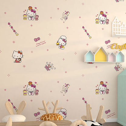 Girl's Wall Covering Romantic Pink Cute Cat Wallpaper Roll, Non-Pasted Beige Clearhalo 'Wall Decor' 'Wallpaper' 929225
