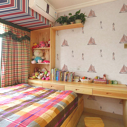 Minimalist Sailing Boat Wall Decor Moisture-Resistant Non-Pasted Wallpaper Roll, 20.5" x 33' Beige-Red Clearhalo 'Wall Decor' 'Wallpaper' 929283