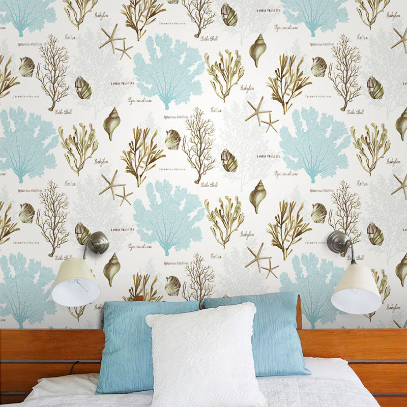 Non-Woven 33' x 20.5" Wallpaper Covering Minimalist Non-Pasted Undersea Plant Wall Decor for Children Clearhalo 'Wall Decor' 'Wallpaper' 929339