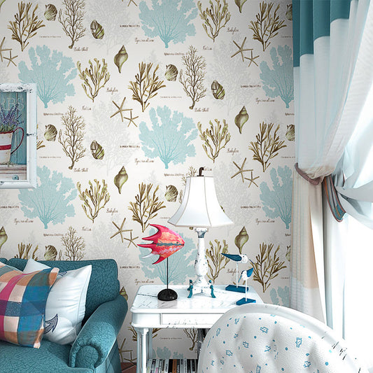 Non-Woven 33' x 20.5" Wallpaper Covering Minimalist Non-Pasted Undersea Plant Wall Decor for Children Clearhalo 'Wall Decor' 'Wallpaper' 929340