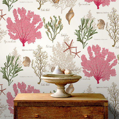 Non-Woven 33' x 20.5" Wallpaper Covering Minimalist Non-Pasted Undersea Plant Wall Decor for Children Red Clearhalo 'Wall Decor' 'Wallpaper' 929343