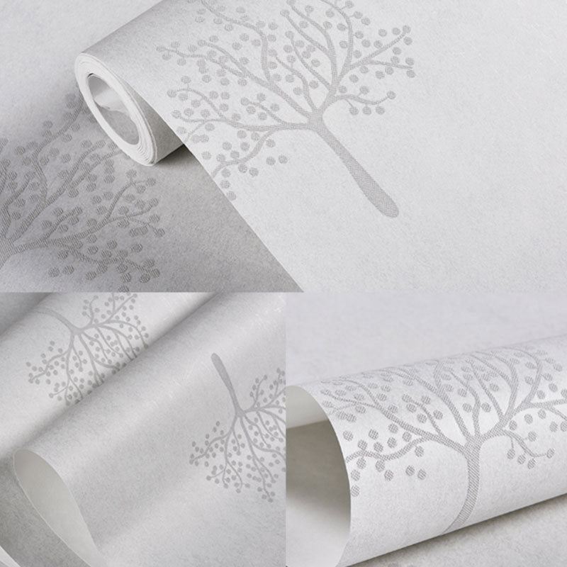 Non-Woven Wallpaper Roll for Children with Simple Tree Pattern, Soft Color, 20.5"W x 31'L Clearhalo 'Modern wall decor' 'Modern' 'Wallpaper' Wall Decor' 929355