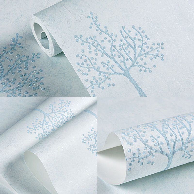 Non-Woven Wallpaper Roll for Children with Simple Tree Pattern, Soft Color, 20.5"W x 31'L Clearhalo 'Modern wall decor' 'Modern' 'Wallpaper' Wall Decor' 929358