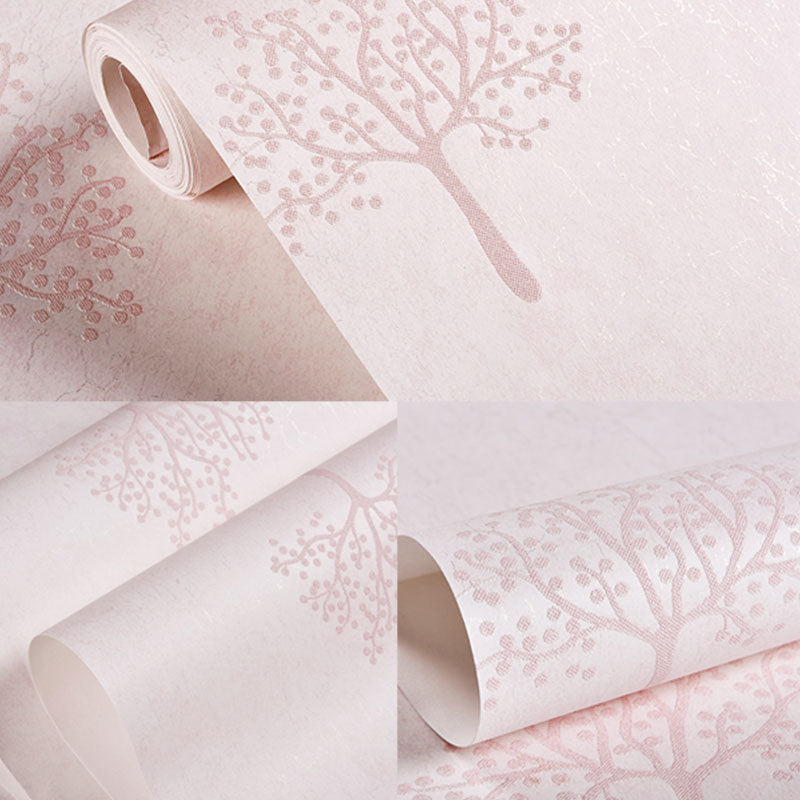 Non-Woven Wallpaper Roll for Children with Simple Tree Pattern, Soft Color, 20.5"W x 31'L Clearhalo 'Modern wall decor' 'Modern' 'Wallpaper' Wall Decor' 929361