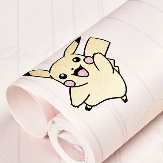 Non-Pasted Wallpaper Roll with Pastel Color Brick and Cartoon Animal Design for Kid, 20.5"W x 31'L Clearhalo 'Wall Decor' 'Wallpaper' 929392