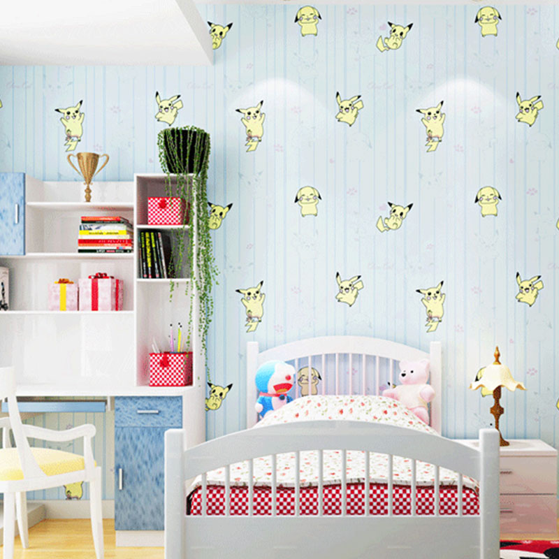 Non-Pasted Wallpaper Roll with Pastel Color Brick and Cartoon Animal Design for Kid, 20.5"W x 31'L Light Blue Clearhalo 'Wall Decor' 'Wallpaper' 929394