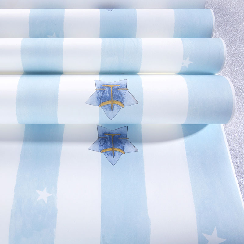 Decorative Soft Color Wallpaper Roll Non-Pasted Star and Fish Wall Covering for Girl, Non-Pasted Clearhalo 'Wall Decor' 'Wallpaper' 929416