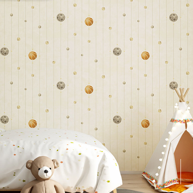 Kid's Bedroom Wallpaper Simple Pastel Color Vertical Stripe Wall Decor, Non-Pasted Light Yellow Clearhalo 'Wall Decor' 'Wallpaper' 929453