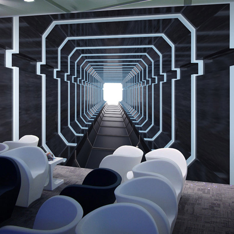 Modern Wall Art for Meeting Room, Black and White 3D Outstretched Tunnel, Made to Measure Clearhalo 'Wall Decor' 'Wall Mural' 929629
