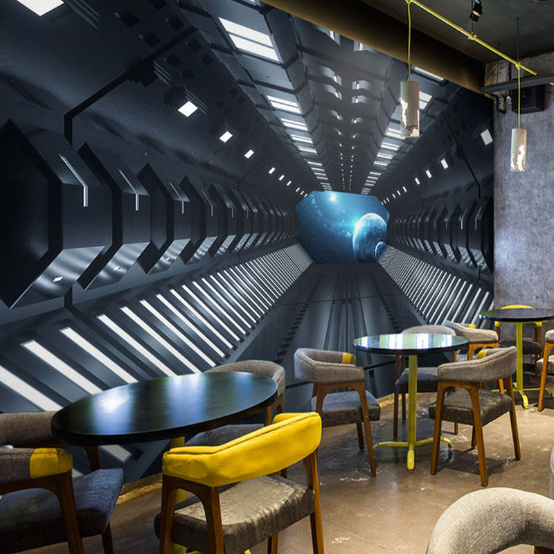 Modern Wall Art for Meeting Room, Black and White 3D Outstretched Tunnel, Made to Measure Clearhalo 'Wall Decor' 'Wall Mural' 929641