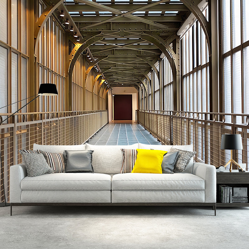 Decorative Non-Woven Wall Covering Contemporary 3D Extensive Corridor Murals for Office Blue-Brown Clearhalo 'Wall Decor' 'Wall Mural' 929754