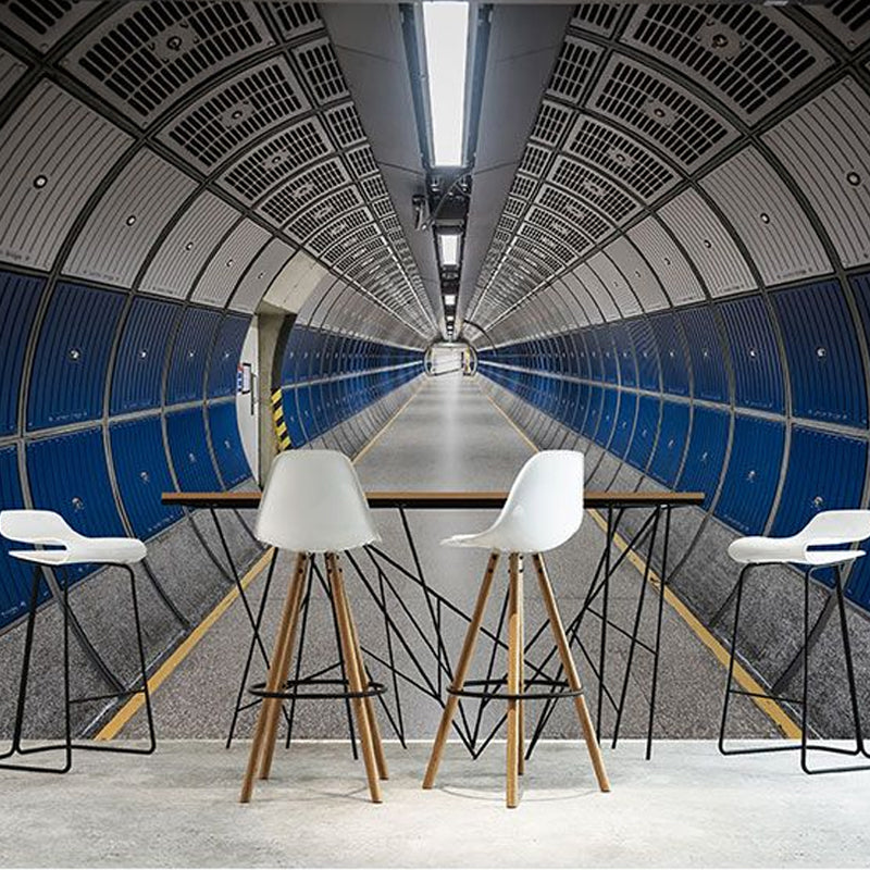 Decorative Non-Woven Wall Covering Contemporary 3D Extensive Corridor Murals for Office Blue-Gray Clearhalo 'Wall Decor' 'Wall Mural' 929766