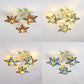3 Heads Star Semi Flush Light Modernism Tiffany Stained Glass Ceiling Light Fixture in Yellow/Orange/Blue/Clear/Multi-Color Clearhalo 'Ceiling Lights' 'Close To Ceiling Lights' 'Close to ceiling' 'Glass shade' 'Glass' 'Island Lights' 'Semi-flushmount' 'Tiffany close to ceiling' 'Tiffany' Lighting' 93006