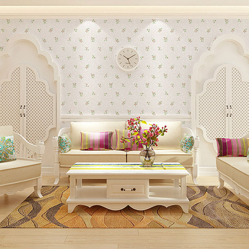 Non-Pasted Wallpaper 20.5 in x 31 ft Countryside 3D Dense Flower Pattern Wall Decor for Accent Wall Purple-Pink Clearhalo 'Country wall decor' 'Rustic' 'Wallpaper' Wall Decor' 930119