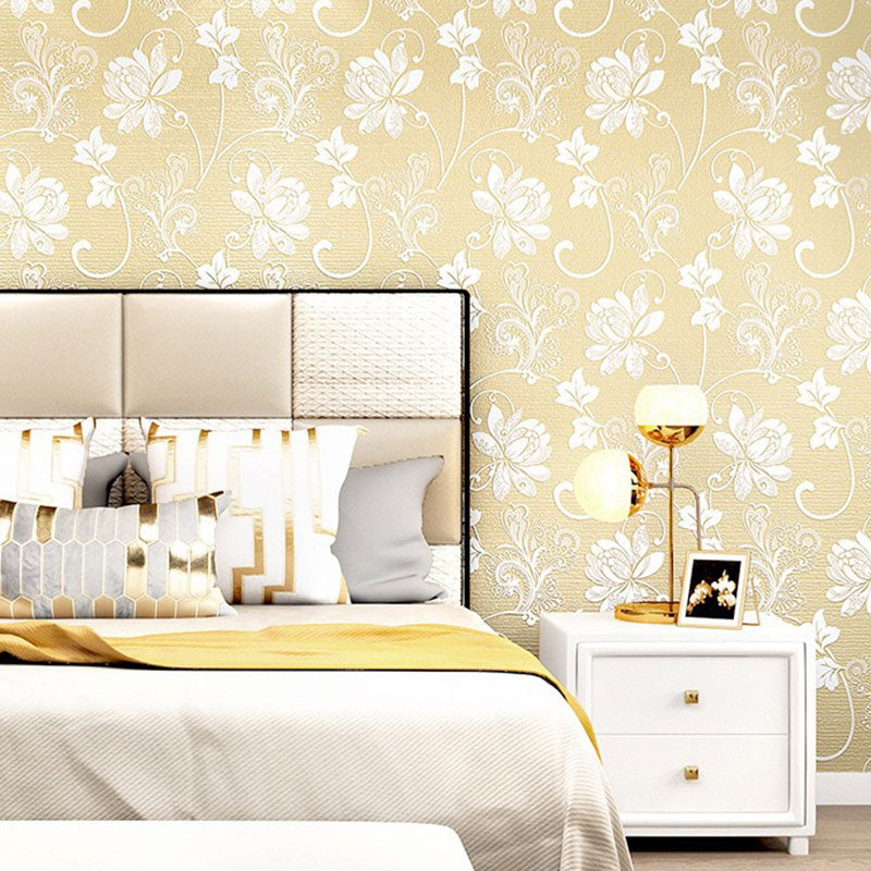 20.5" x 31' Countryside Wallpaper Non-Pasted Living Room Floral Design Wall Covering in Neutral Color Clearhalo 'Country wall decor' 'Rustic' 'Wallpaper' Wall Decor' 930356
