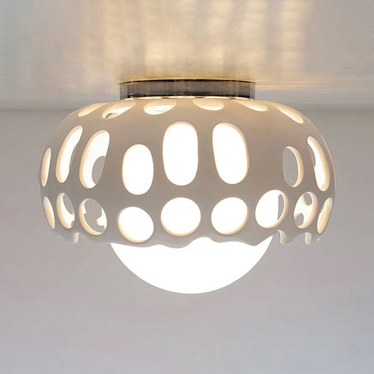 Baby Bedroom Mushroom Ceiling Mount Light Metal Creative White Finish Ceiling Lamp White Clearhalo 'Ceiling Lights' 'Close To Ceiling Lights' 'Close to ceiling' 'Flush mount' Lighting' 93052