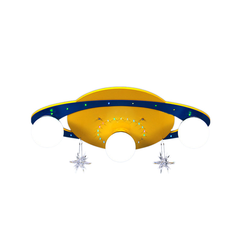 Living Room UFO Flush Mount Ceiling Light Metal Designer Ceiling Light in Yellow Clearhalo 'Ceiling Lights' 'Close To Ceiling Lights' 'Close to ceiling' 'Flush mount' Lighting' 93955