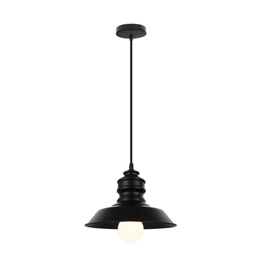 Black 1 Light Pendant Light Industrial Style Metal Barn Lampshade Hanging Lighting Fixture for Balcony Clearhalo 'Art Deco Pendants' 'Black' 'Cast Iron' 'Ceiling Lights' 'Ceramic' 'Crystal' 'Industrial Pendants' 'Industrial' 'Metal' 'Middle Century Pendants' 'Pendant Lights' 'Pendants' 'Rustic Pendants' 'Tiffany' Lighting' 94270