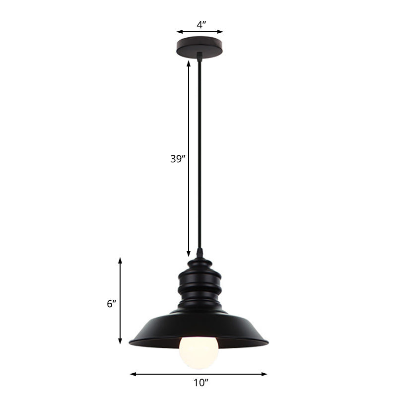 Black 1 Light Pendant Light Industrial Style Metal Barn Lampshade Hanging Lighting Fixture for Balcony Clearhalo 'Art Deco Pendants' 'Black' 'Cast Iron' 'Ceiling Lights' 'Ceramic' 'Crystal' 'Industrial Pendants' 'Industrial' 'Metal' 'Middle Century Pendants' 'Pendant Lights' 'Pendants' 'Rustic Pendants' 'Tiffany' Lighting' 94271