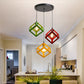 3 Bulbs Metal Pendant Light Industrial Black/White Squared Living Room Ceiling Lamp with Wire Cage Shade Red-Yellow-Green Round Clearhalo 'Ceiling Lights' 'Modern Pendants' 'Modern' 'Pendant Lights' 'Pendants' Lighting' 94313