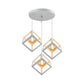 3 Bulbs Metal Pendant Light Industrial Black/White Squared Living Room Ceiling Lamp with Wire Cage Shade Clearhalo 'Ceiling Lights' 'Modern Pendants' 'Modern' 'Pendant Lights' 'Pendants' Lighting' 94317