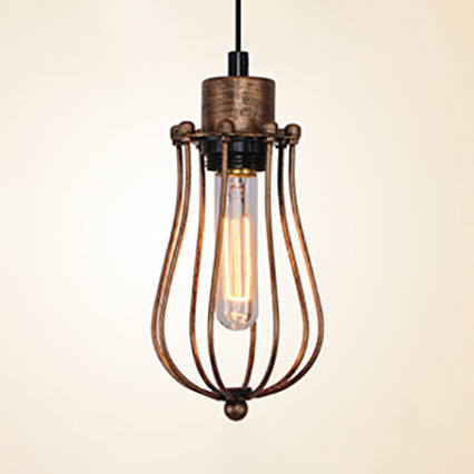 3 Head Hanging Light Fixture with Bulb Cage Shade Metallic Loft Style Farmhouse Ceiling Pendant in Bronze Clearhalo 'Art Deco Pendants' 'Cast Iron' 'Ceiling Lights' 'Ceramic' 'Crystal' 'Industrial Pendants' 'Industrial' 'Metal' 'Middle Century Pendants' 'Pendant Lights' 'Pendants' 'Tiffany' Lighting' 94397