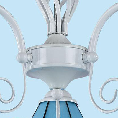 Blue Glass Cone Chandelier Light with Hanging Chain Traditional 3 Lights Indoor Lighting for Dining Room Clearhalo 'Ceiling Lights' 'Chandeliers' 'Industrial' 'Middle Century Chandeliers' 'Tiffany Chandeliers' 'Tiffany close to ceiling' 'Tiffany' Lighting' 94503